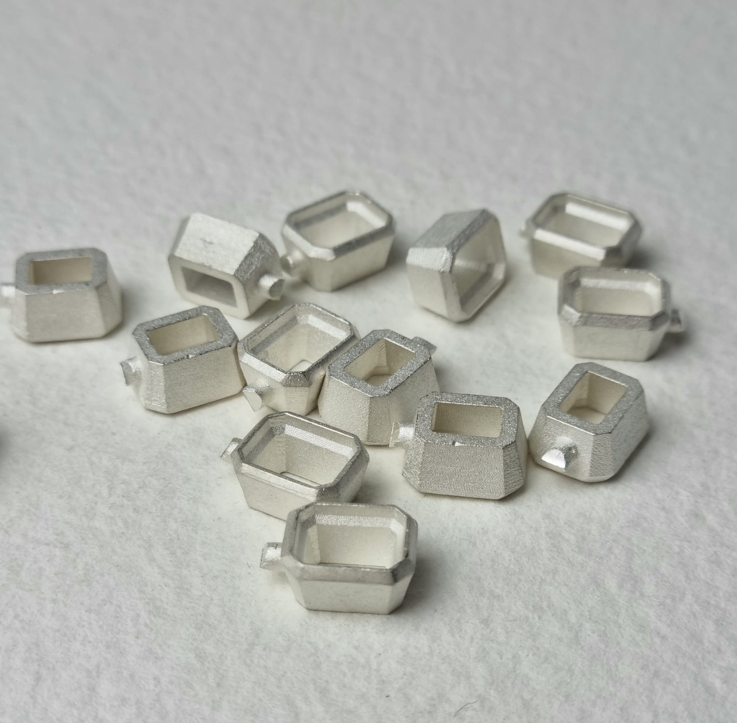 8x6mm Octagon / Emerald collet sterling silver cast stone Setting