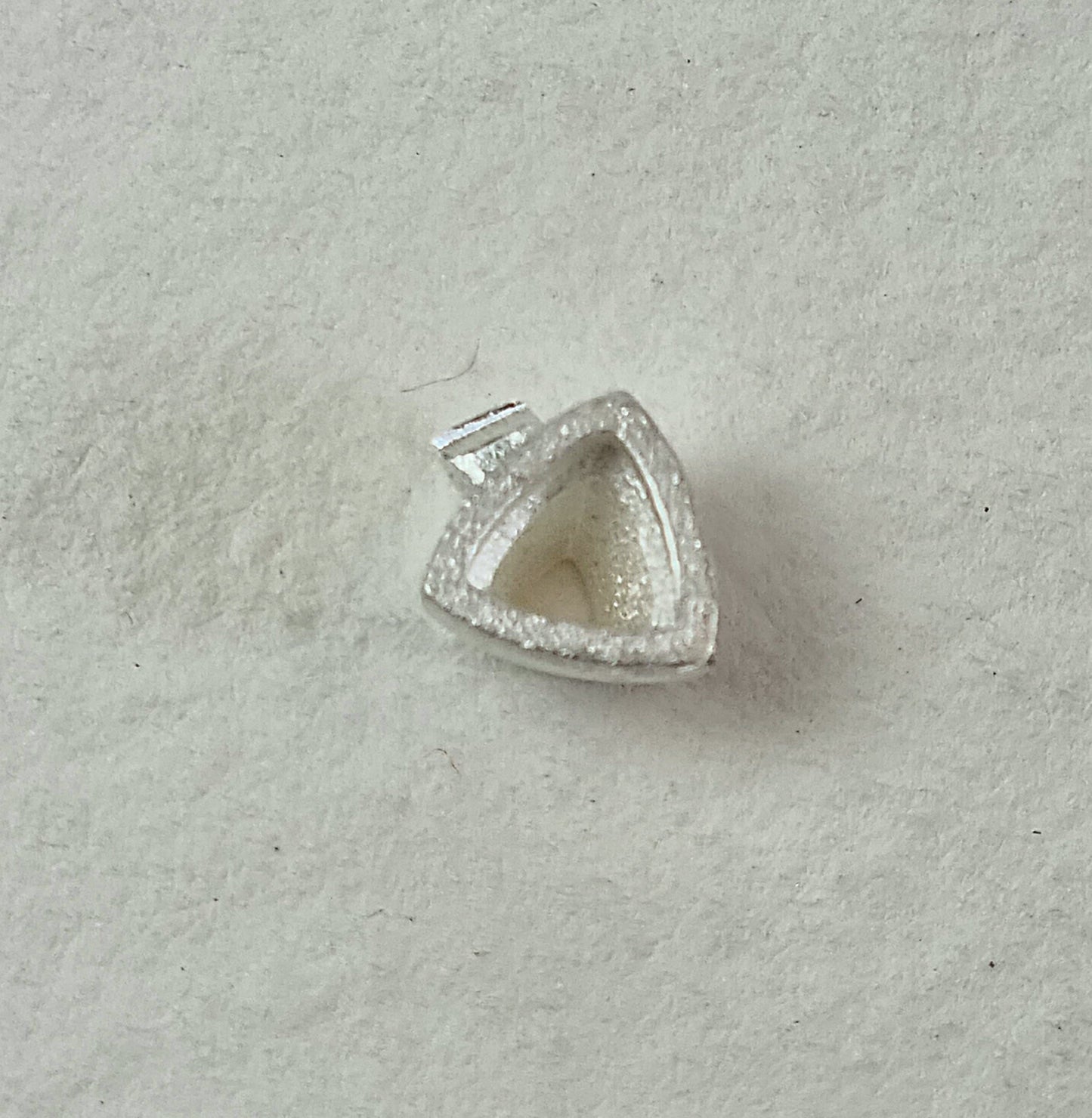 4mm Trillion collet sterling silver cast stone setting