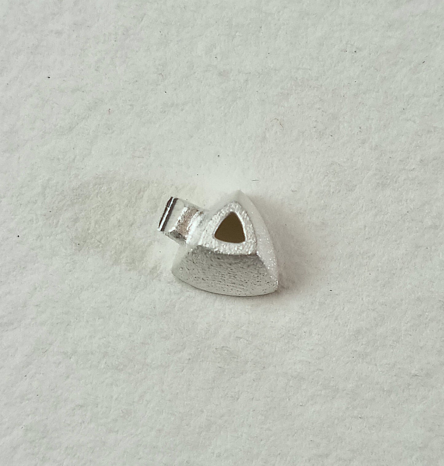 4mm Trillion collet sterling silver cast stone setting