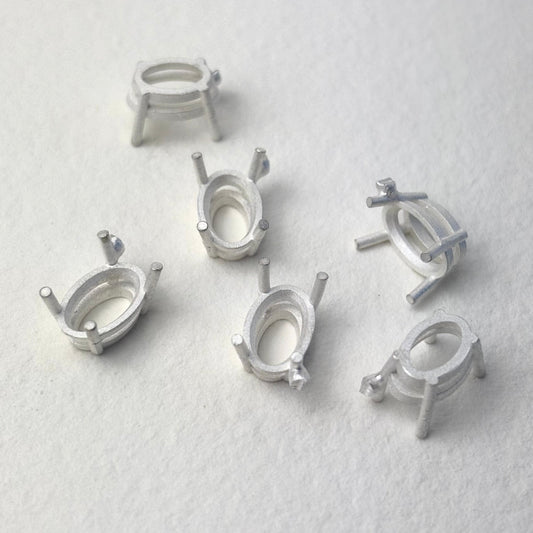 12x8mm Oval 4 claw recycled sterling silver or 9ct gold cast stone setting