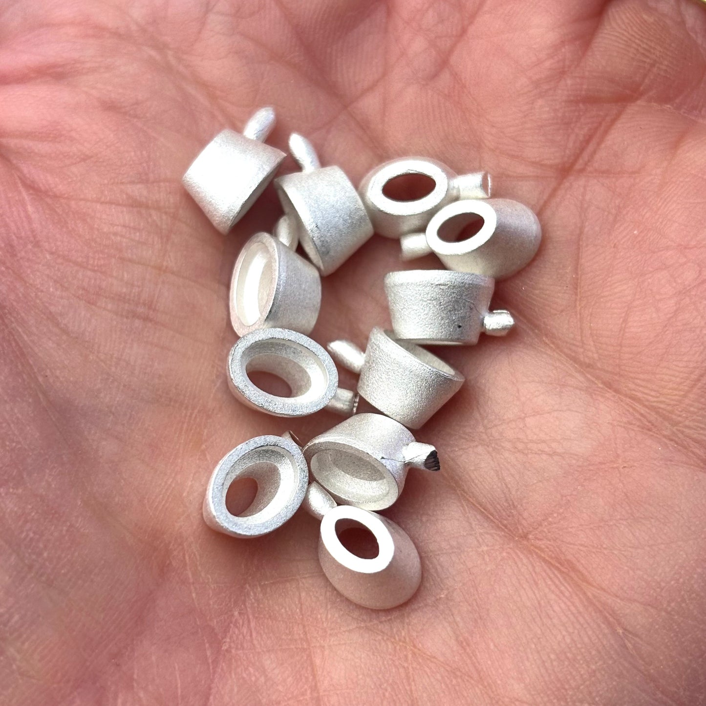 7x5mm Oval Tall collet recycled sterling silver or 9ct gold cast stone setting