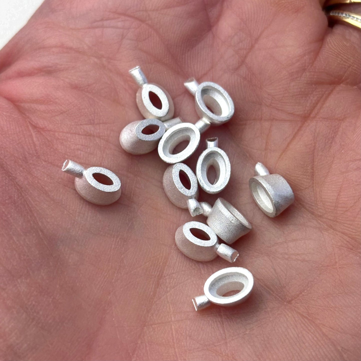 6x4mm Oval Tall  collet recycled sterling silver or 9ct gold cast stone setting