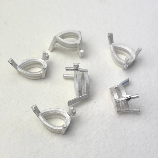 12x8mm Pear 3 Claw recycled sterling silver or 9ct gold cast stone setting