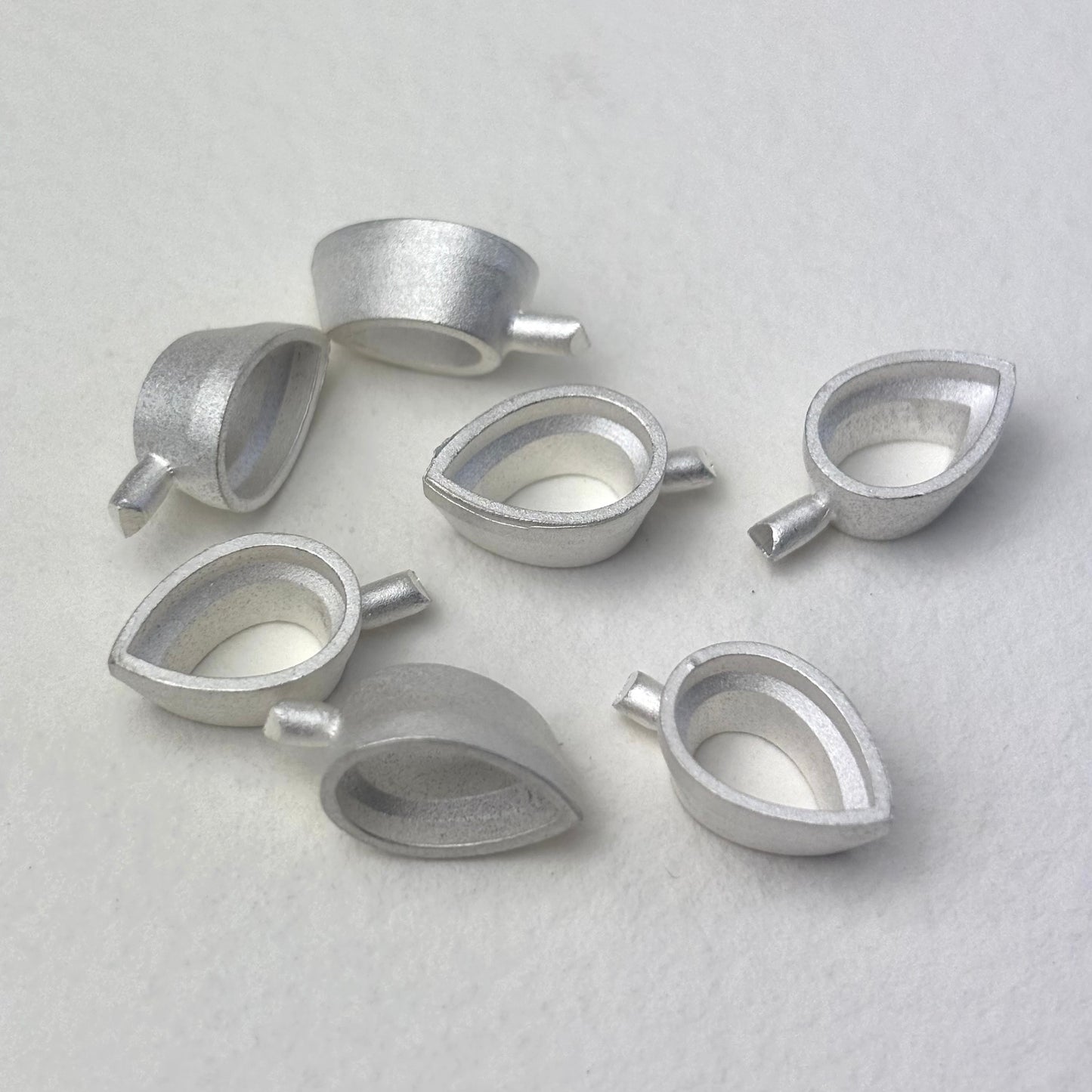 12x8mm Pear collet recycled sterling silver or 9ct gold cast stone setting