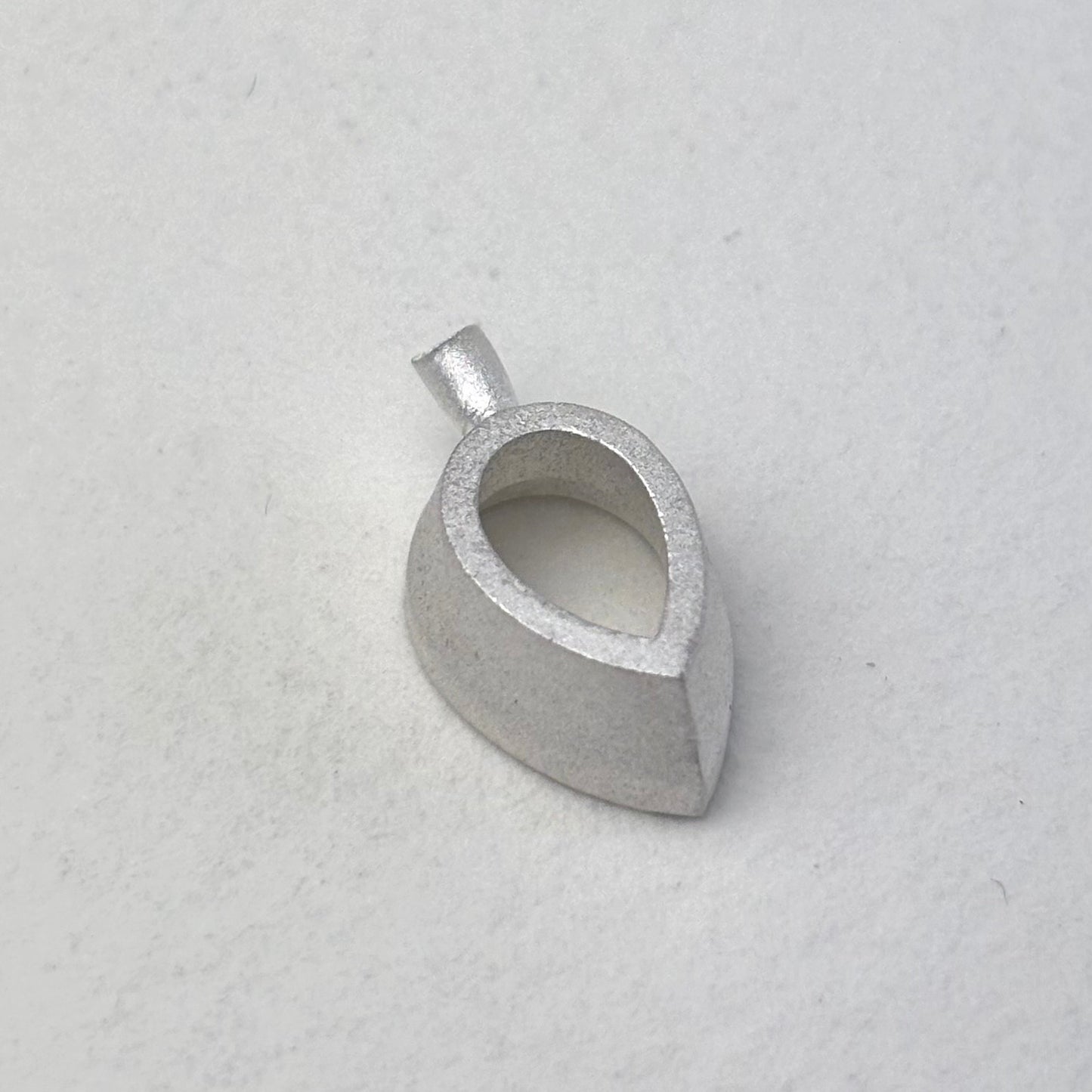 12x8mm Pear collet recycled sterling silver or 9ct gold cast stone setting