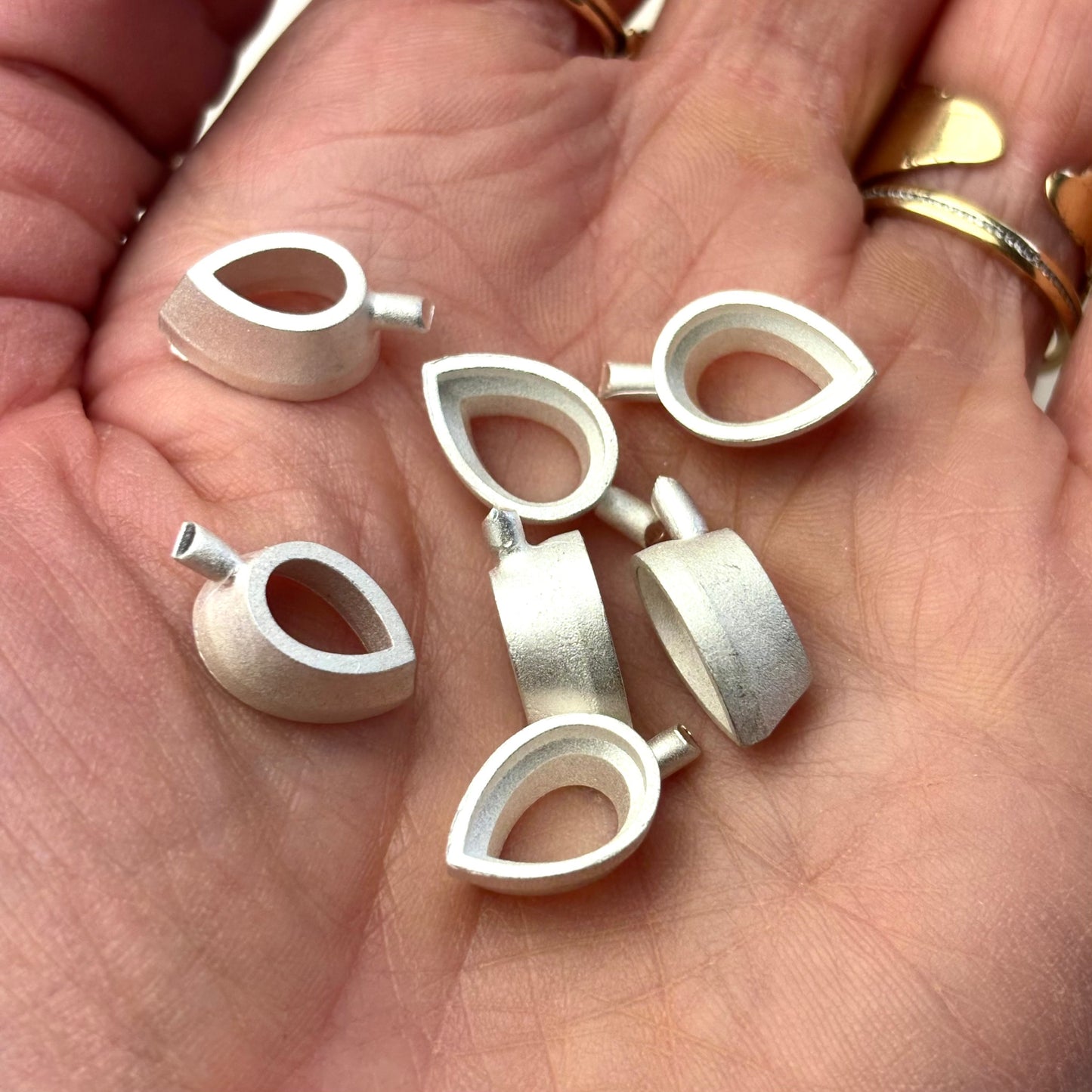 12x8mm Pear collet recycled sterling silver or 9ct gold cast stone setting