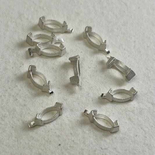 7x3mm Marquise semi collet sterling silver cast stone setting