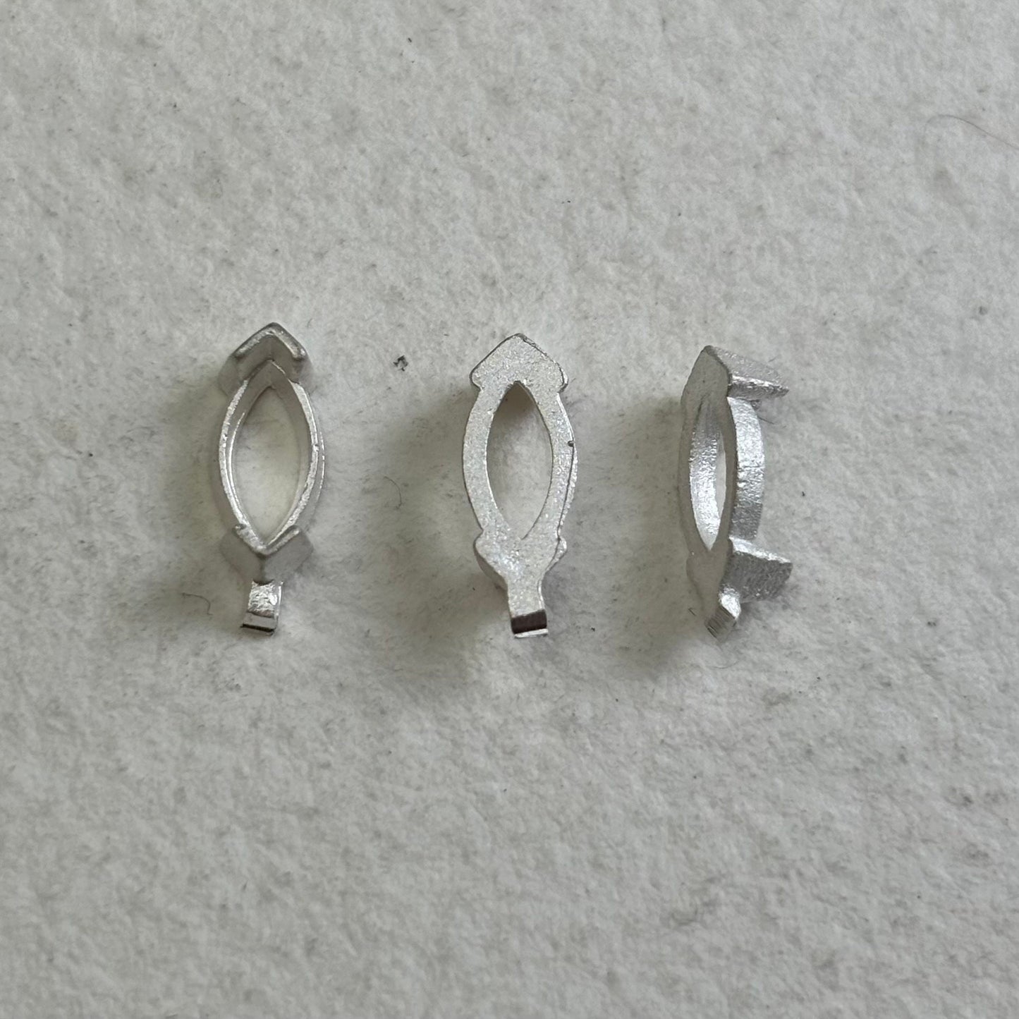 7x3mm Marquise semi collet sterling silver cast stone setting