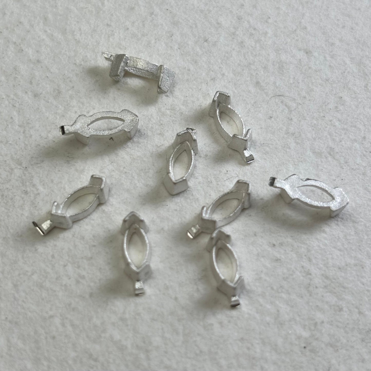 6x3mm Marquise semi collet sterling silver cast stone setting