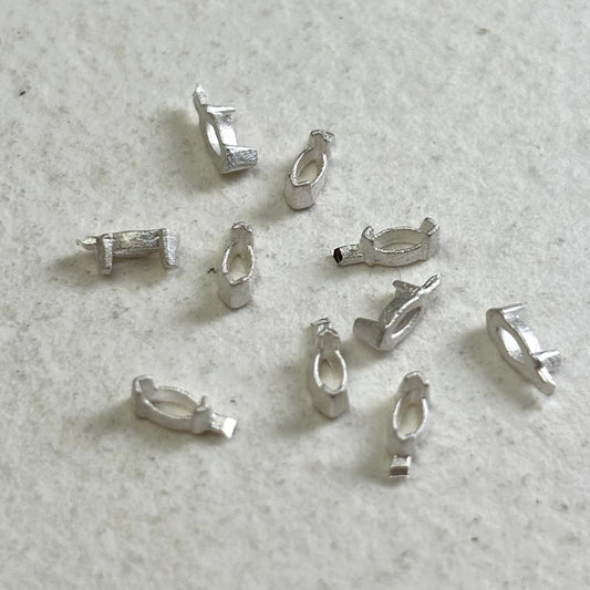 3mm x 1.5mm Marquise semi collet sterling silver cast stone setting