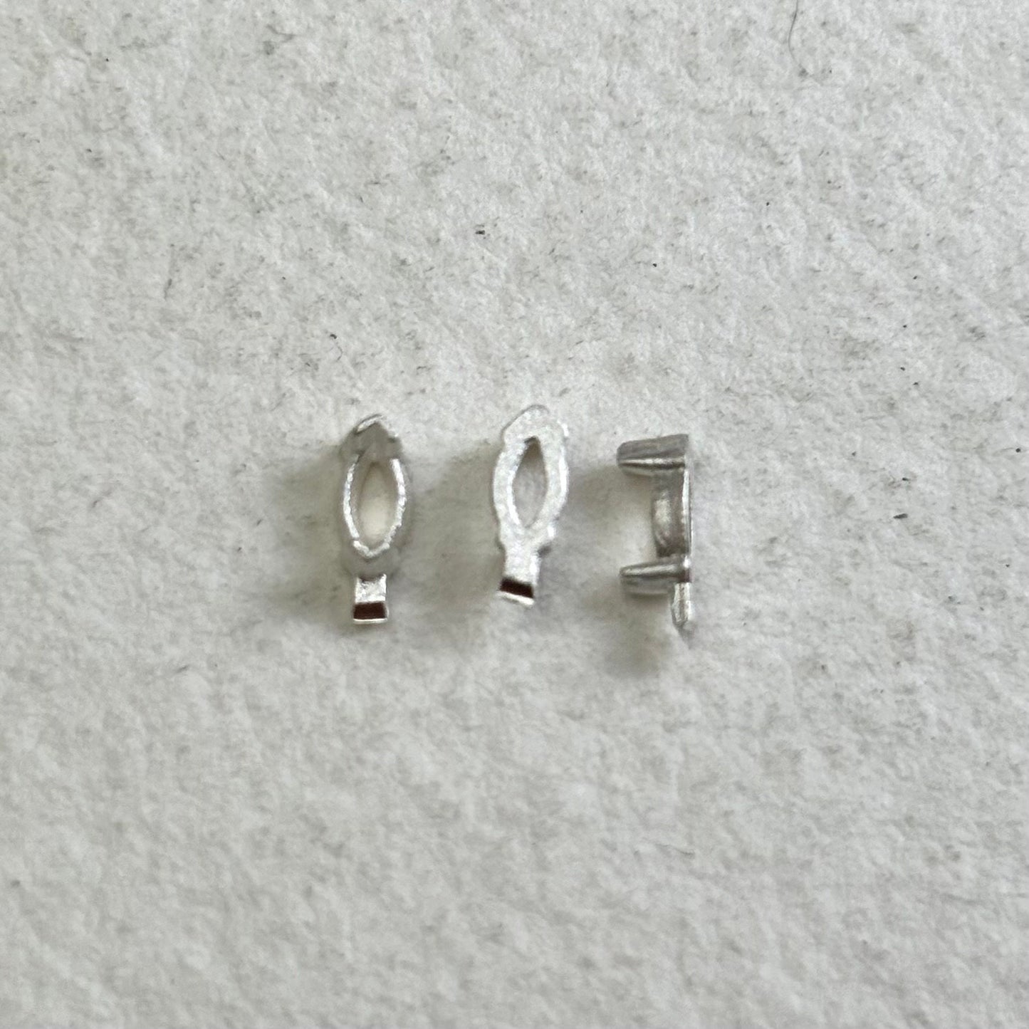 3mm x 1.5mm Marquise semi collet sterling silver cast stone setting