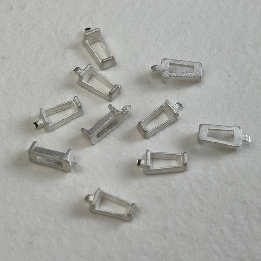 5.5mm / 3mm / 2 mm Tapered Baguette semi collet sterling silver cast stone setting