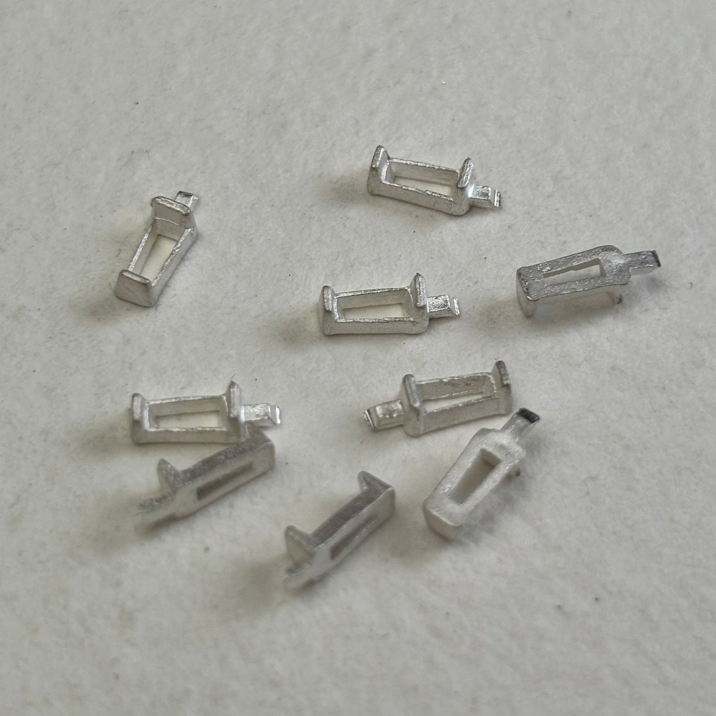 4.5mm / 2mm / 1.5mm Tapered Baguette semi collet sterling silver cast stone setting