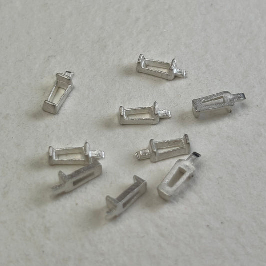 4.5mm / 2mm / 1.5mm Tapered Baguette semi collet sterling silver cast stone setting