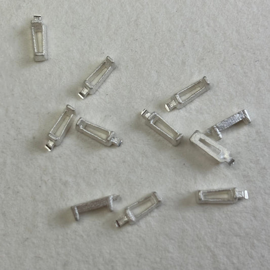 5mm / 1.5mm / 1.5mm Tapered Baguette semi collet sterling silver cast stone setting