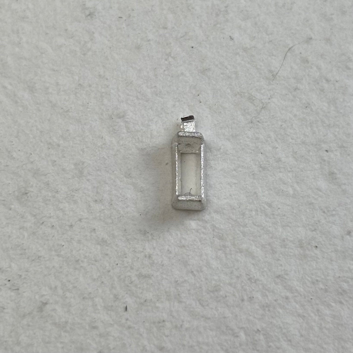 5mm x 2mm  Baguette semi collet sterling silver cast stone setting