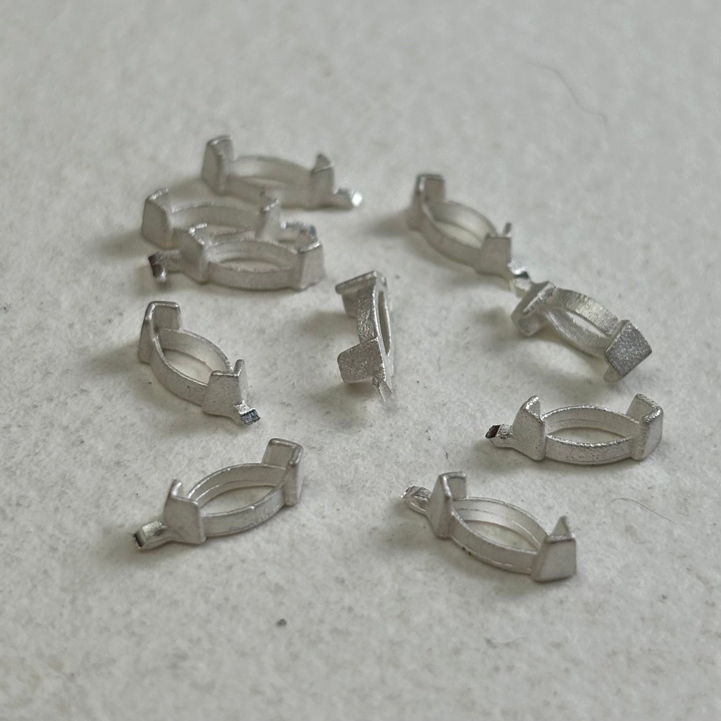 7x3mm Marquise semi collet sterling silver cast stone setting