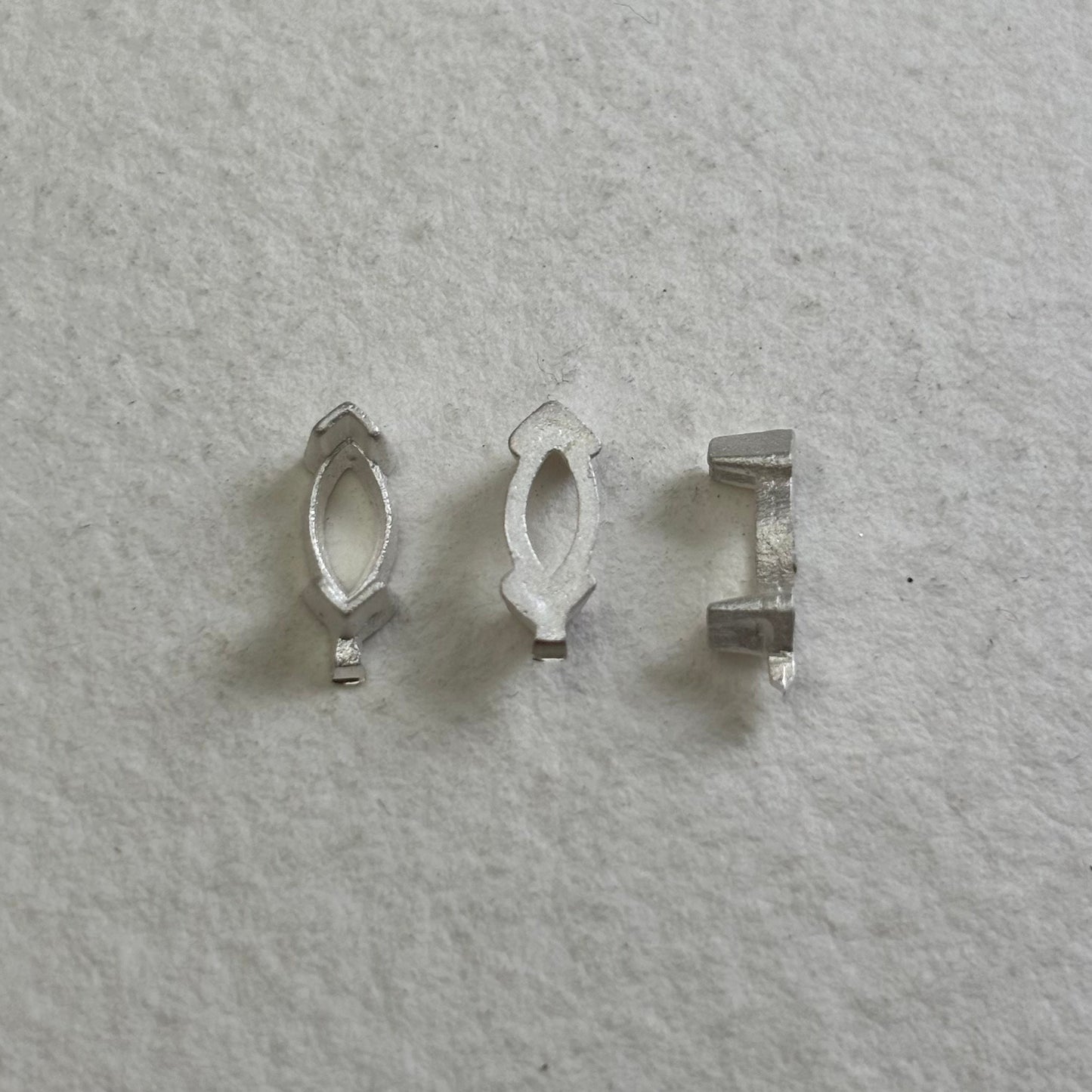 6x3mm Marquise semi collet sterling silver cast stone setting