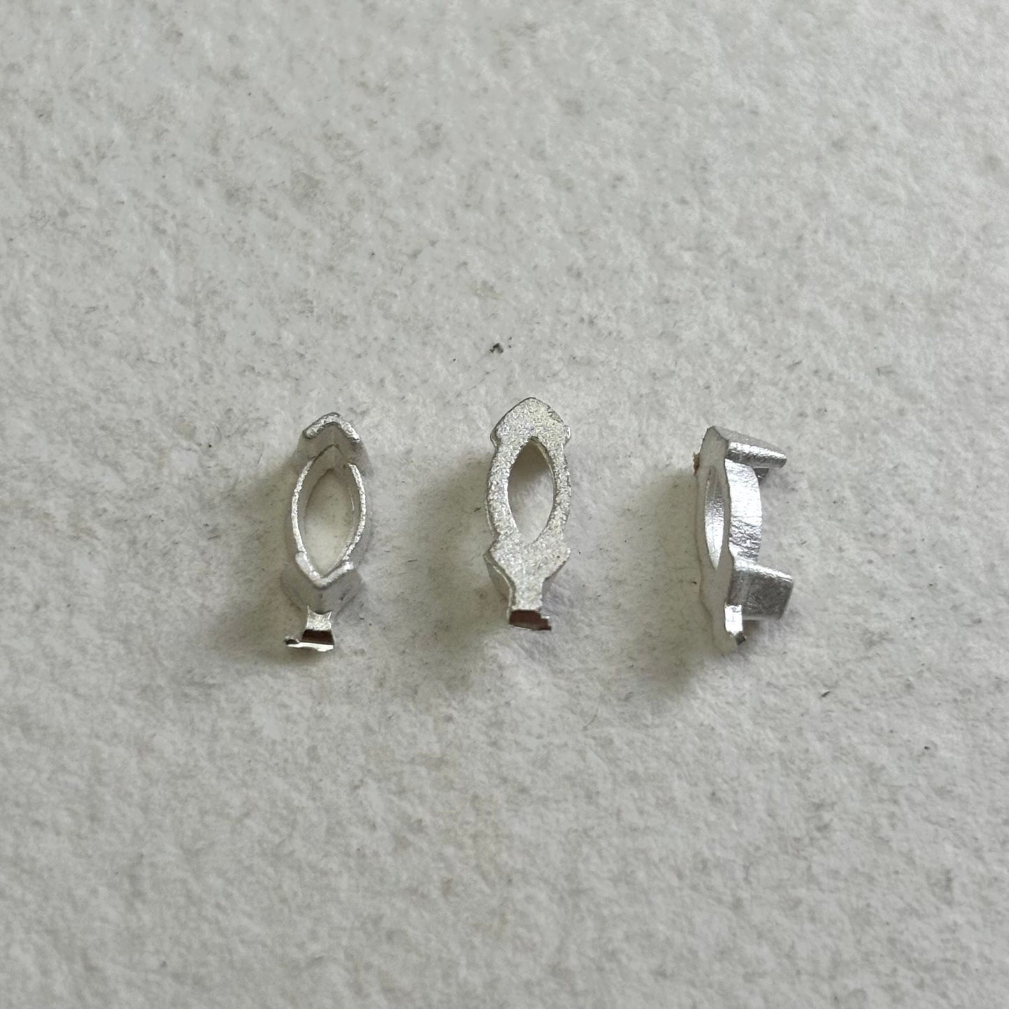 5mm x 2.5mm Marquise semi collet sterling silver cast stone setting