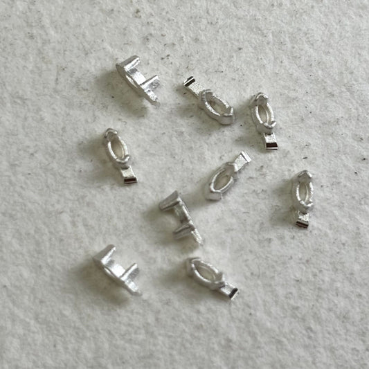 2.5mm x 1mm Marquise semi collet sterling silver cast stone setting