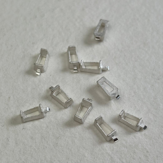 5mm / 2.5mm / 2 mm Tapered Baguette semi collet sterling silver cast stone setting