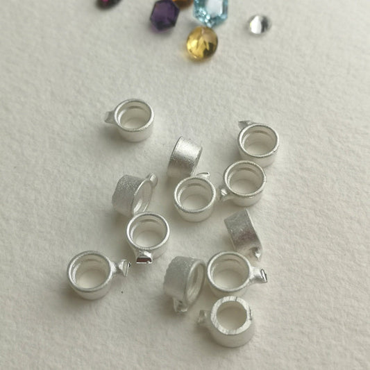 6mm Round collet sterling silver cast stone setting