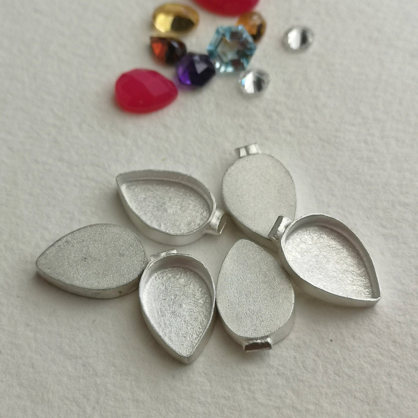 15x10mm Pear cabochon cast sterling silver stone setting