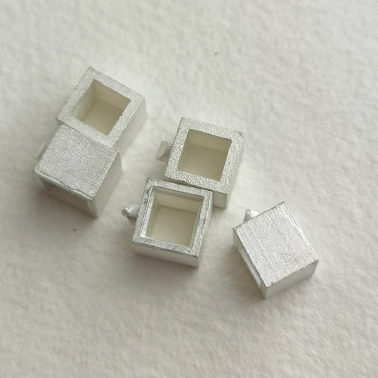 6mm Square collet sterling silver cast stone setting