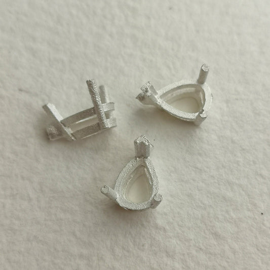 8x6mm Pear 3 claw sterling silver cast stone Setting
