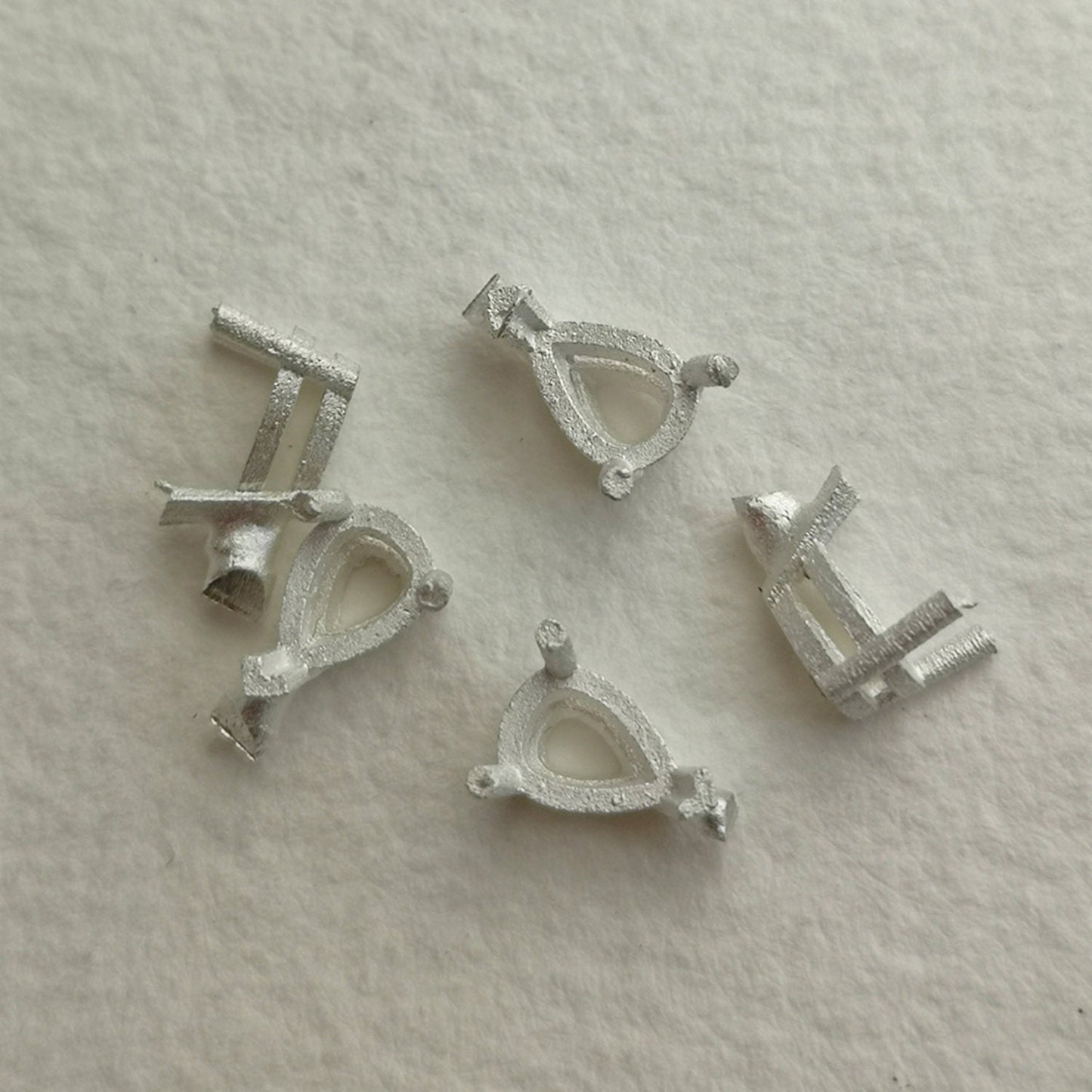 7x5mm Three Claw Pear sterling silver cast stone Setting