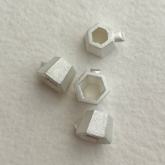 5mm Hexagonal collet sterling silver cast Stone Setting