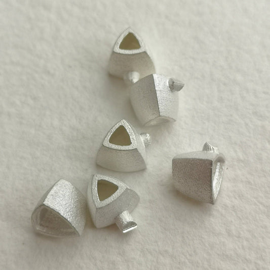 5mm Trillion collet sterling silver cast Stone Setting