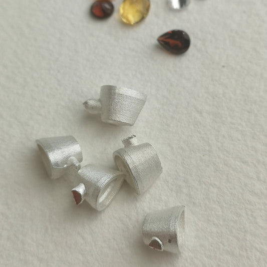 7x5mm Pear collet sterling silver cast stone setting