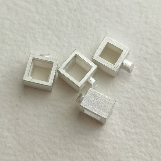 5mm Square collet sterling silver cast stone setting
