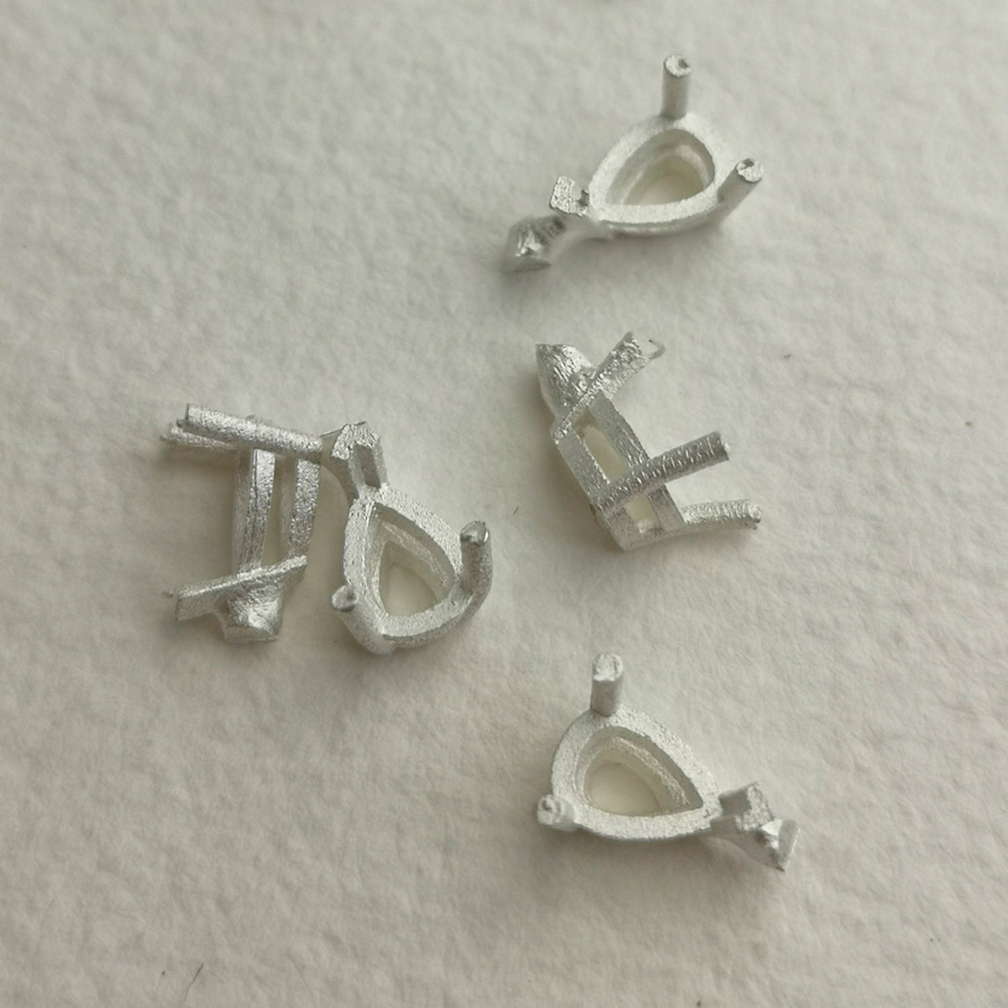 7x5mm Three Claw Pear sterling silver cast stone Setting