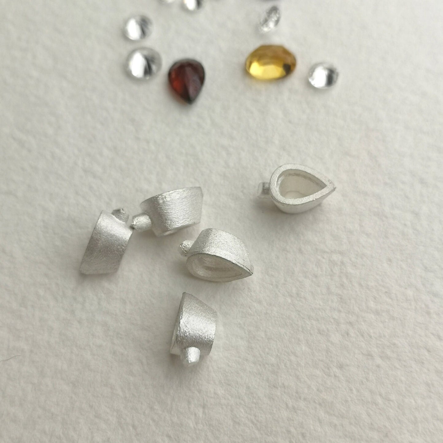 6x4mm Pear collet sterling silver cast stone Setting