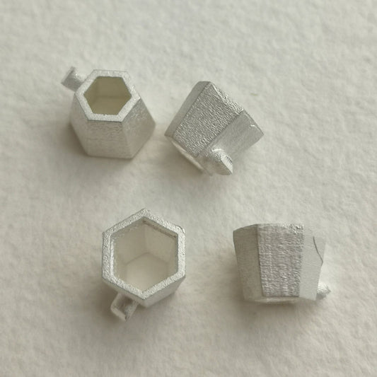 6mm Hexagonal collet sterling silver cast Stone Setting