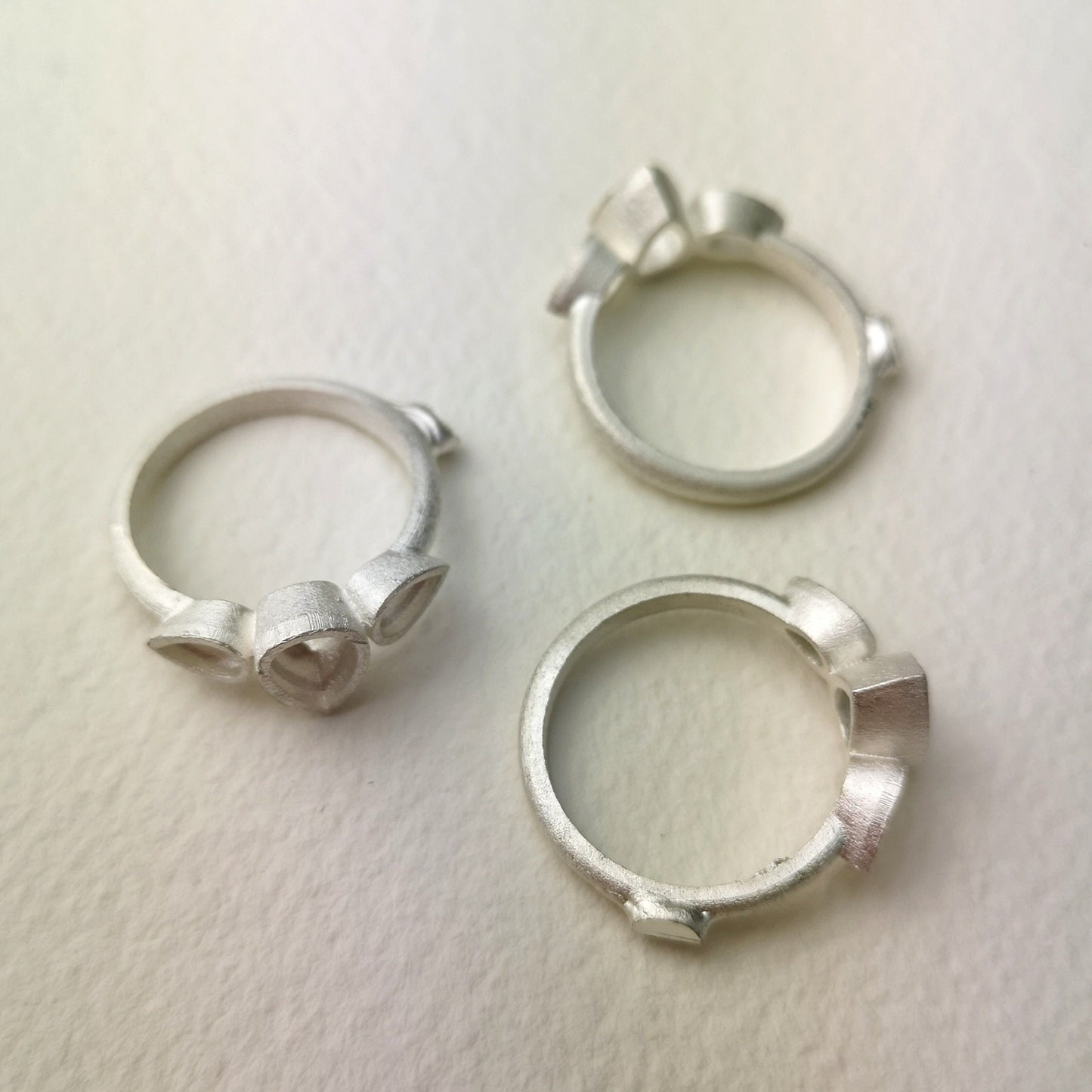 7x5mm and 5x3mm pear collet sterling silver cast ring blank