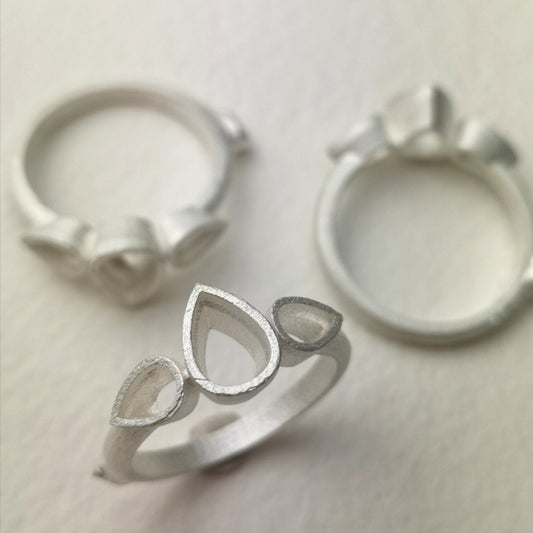 7x5mm and 5x3mm pear collet sterling silver cast ring blank