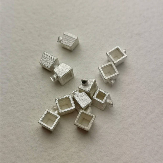 3mm Square collet sterling silver cast stone setting