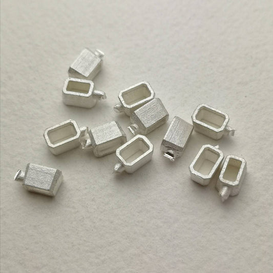 5x3mm Octagon / Emerald collet sterling silver cast stone setting