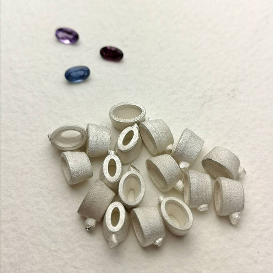 5x3mm Oval collet sterling silver cast stone Setting