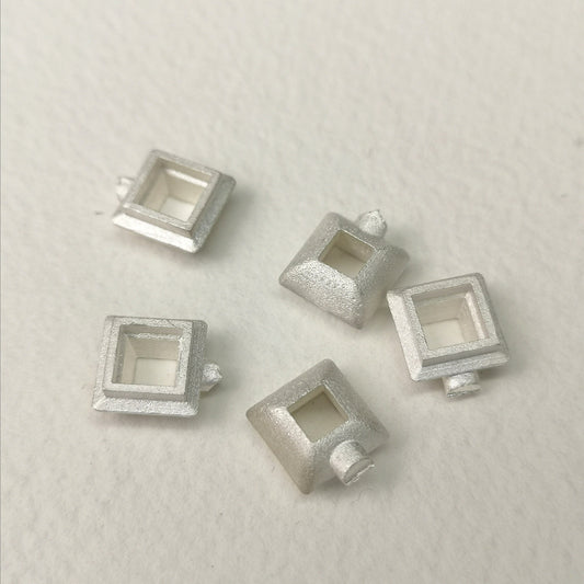 5mm Square collet sterling silver cast stone setting