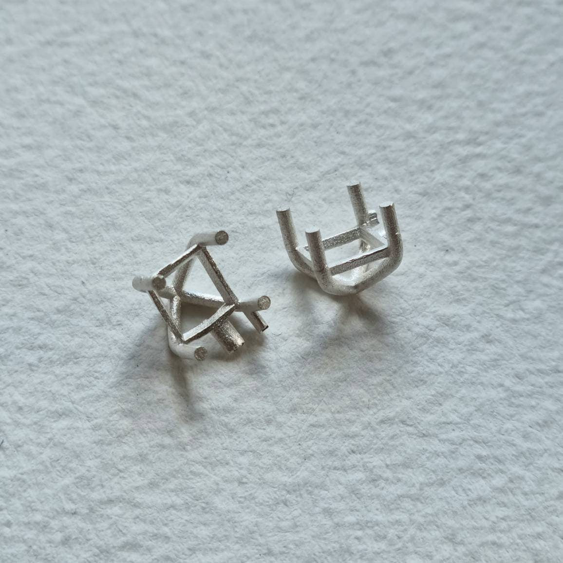 6mm Square 4 claw basket sterling silver cast stone setting