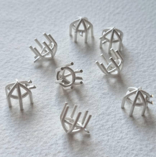 8mm Round 6 claw basket sterling silver cast stone Setting
