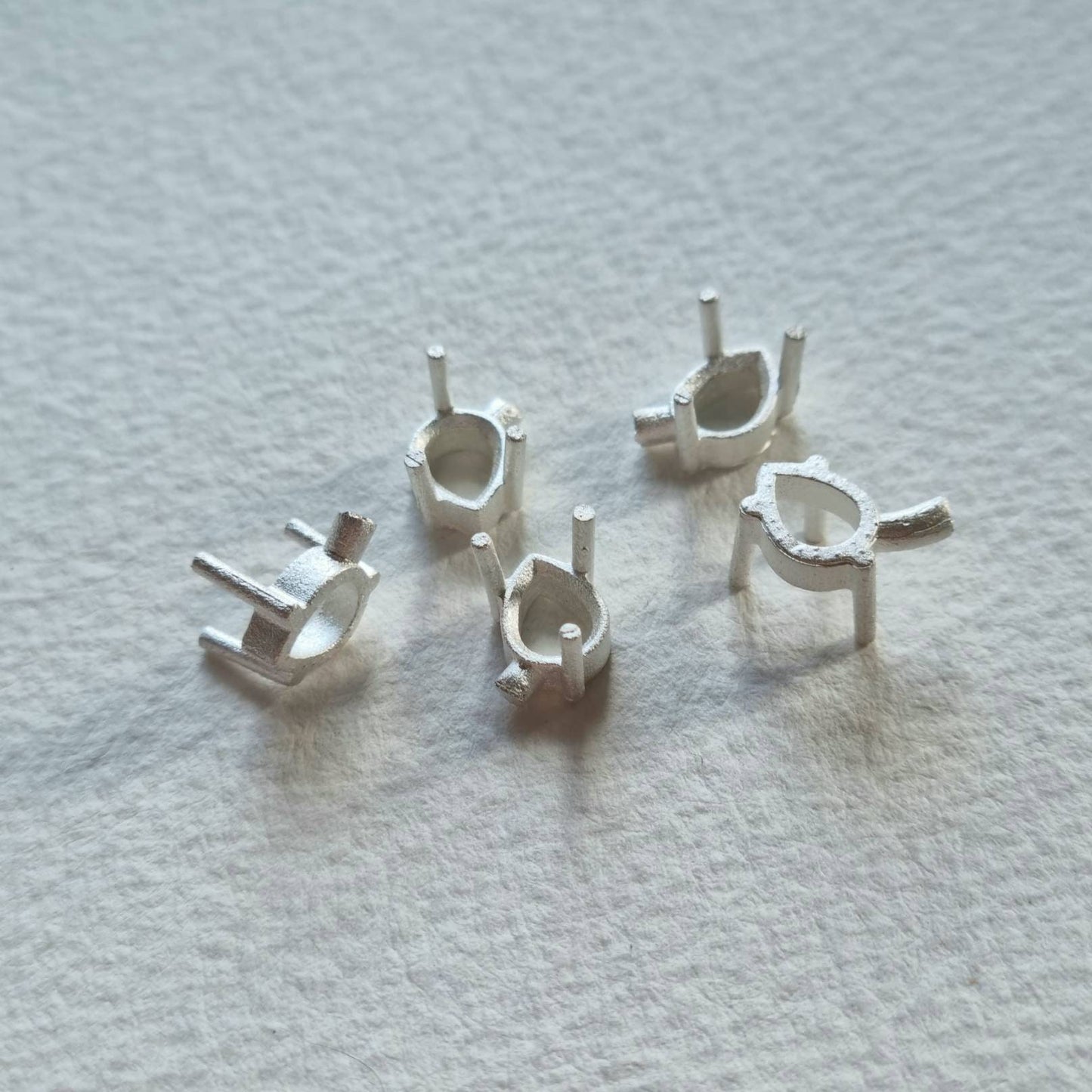 8x6mm Pear 3 claw sterling silver cast stone Setting