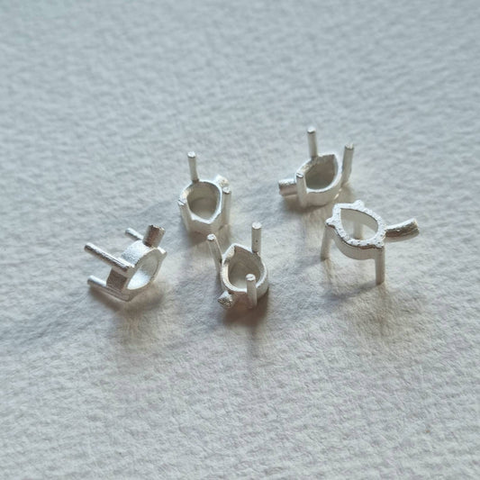 8x6mm Pear 3 claw sterling silver cast stone Setting