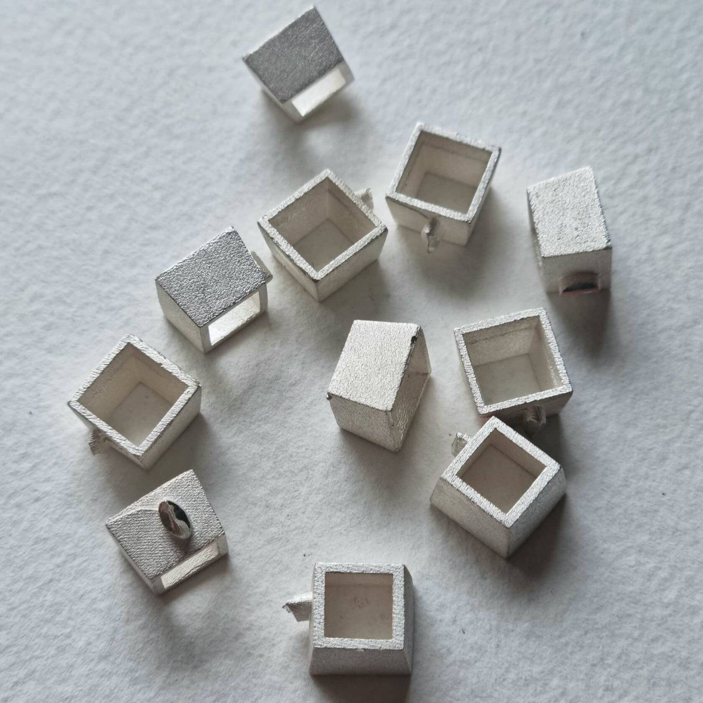 8mm Square collet sterling silver cast stone setting