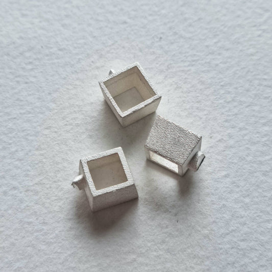 8mm Square collet sterling silver cast stone setting