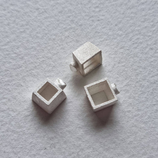 6mm Square collet sterling silver cast stone setting